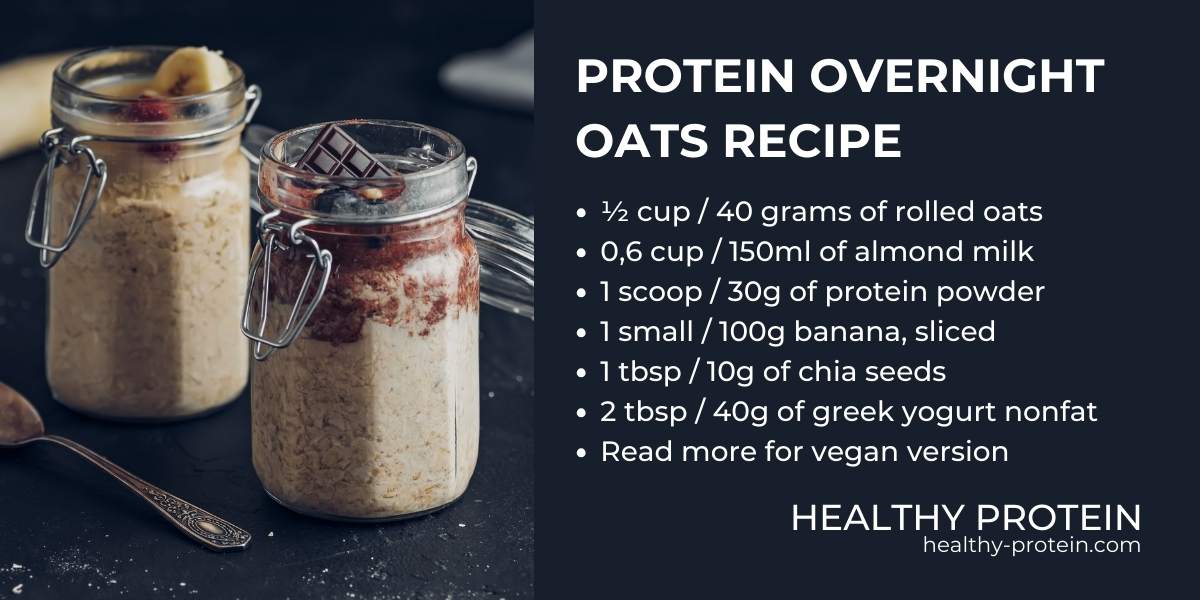 Protein Overnight Oats with banana and chia seeds - Healthy Protein Recipe
