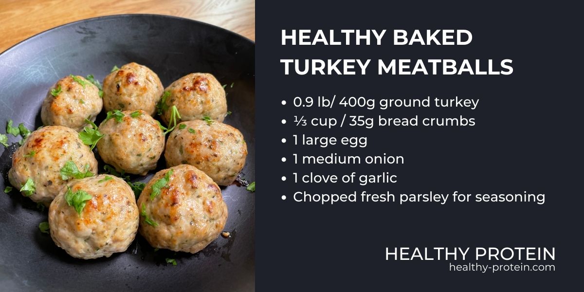 Healthy Baked Turkey Meatballs Recipe (Low Fat) - good source of protein