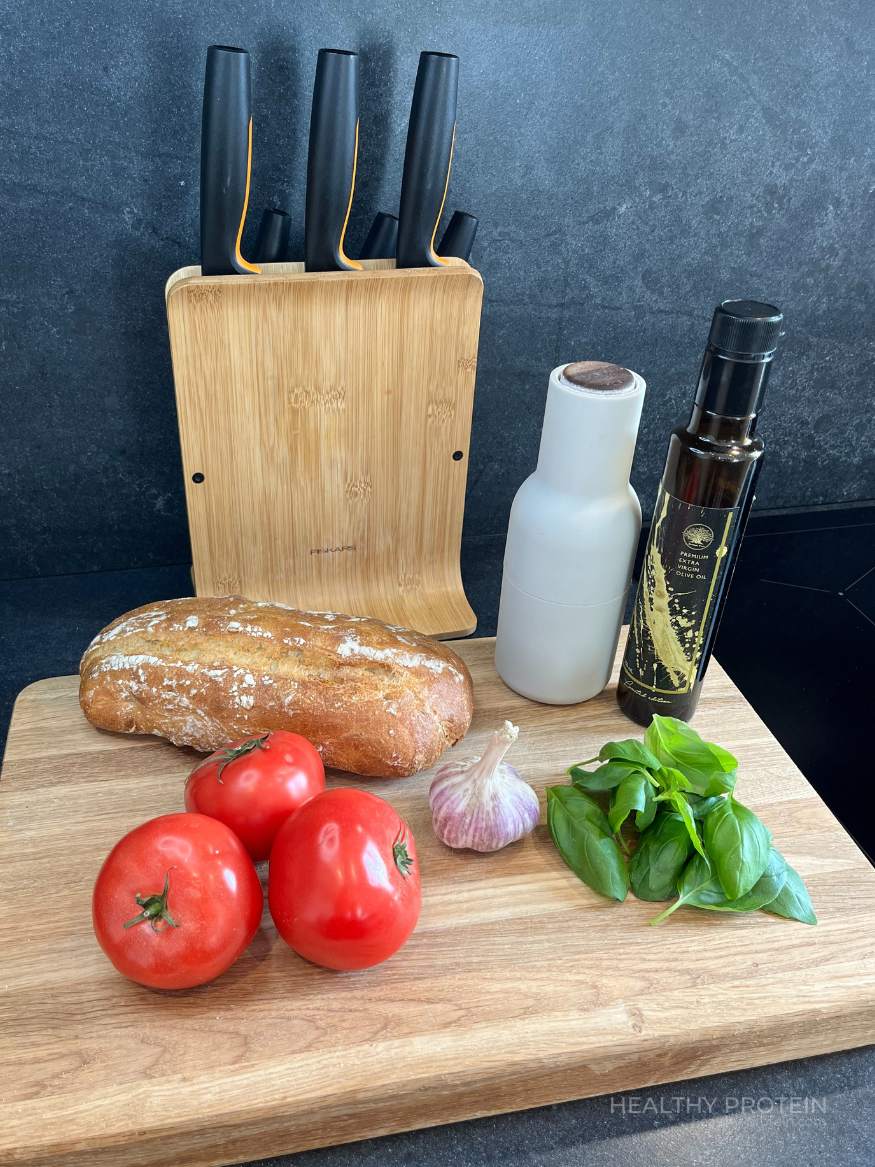 Ingredients for Classic Bruschetta appetizer - Italian Food at its best