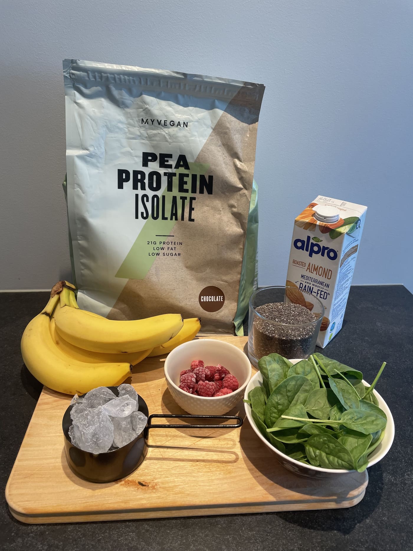Ingredients for Healthy Green Protein Breakfast Smoothie