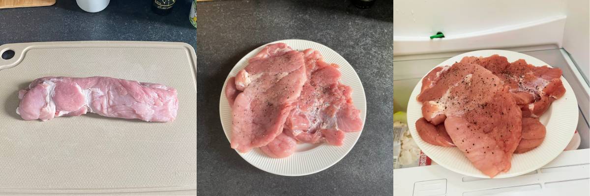 Prepare the pork for schnitzel -