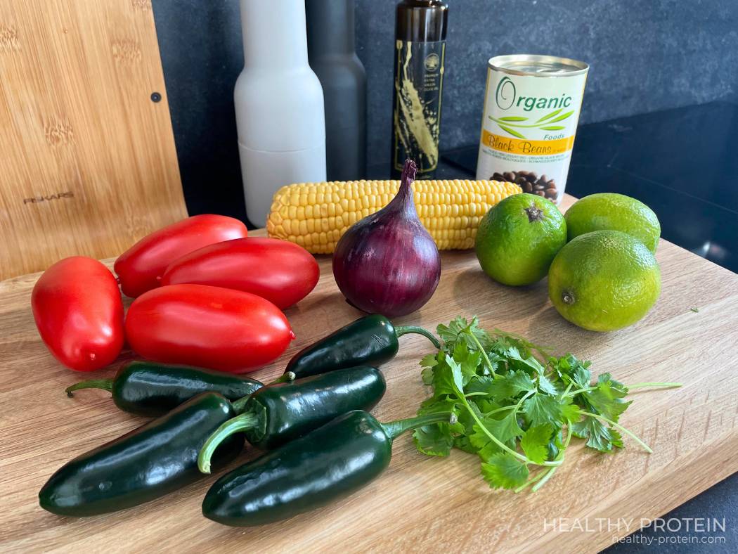 Ingredients for Black Bean Salad or Salsa - best Mexican salad, mexican food, taco dip salsa